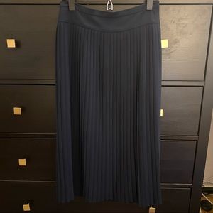 Navy Blue J.Crew Pleated Midi Skirt